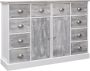 VidaLife Dressoir met 10 lades 113x30x79 cm hout grijs - Thumbnail 1