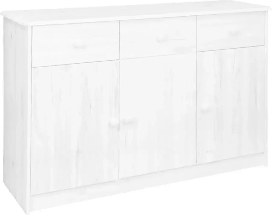 VidaLife Dressoir met 3 lades 113x35x73 cm massief grenenhout wit