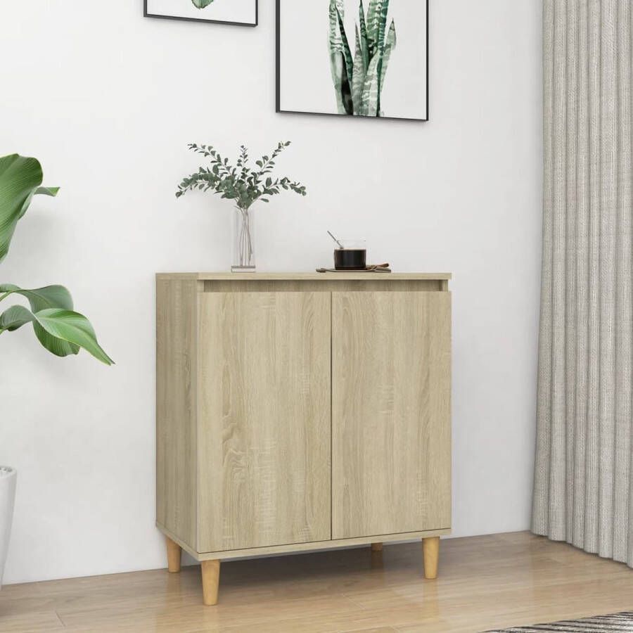 VidaLife Dressoir met houten poten 60x35x70 cm spaanplaat sonoma eiken