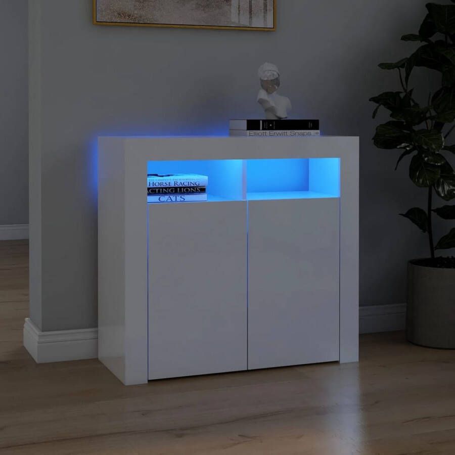 VidaLife Dressoir met LED-verlichting 80x35x75 cm hoogglans wit