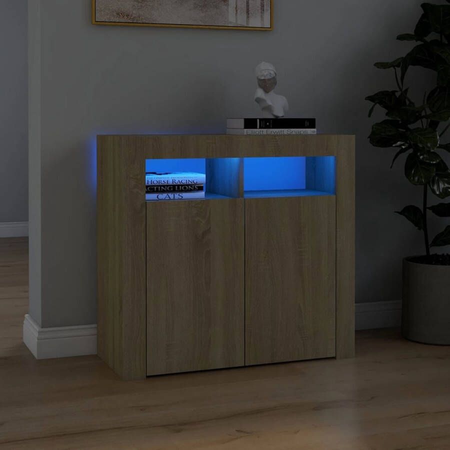 VidaLife Dressoir met LED-verlichting 80x35x75 cm sonoma eikenkleurig