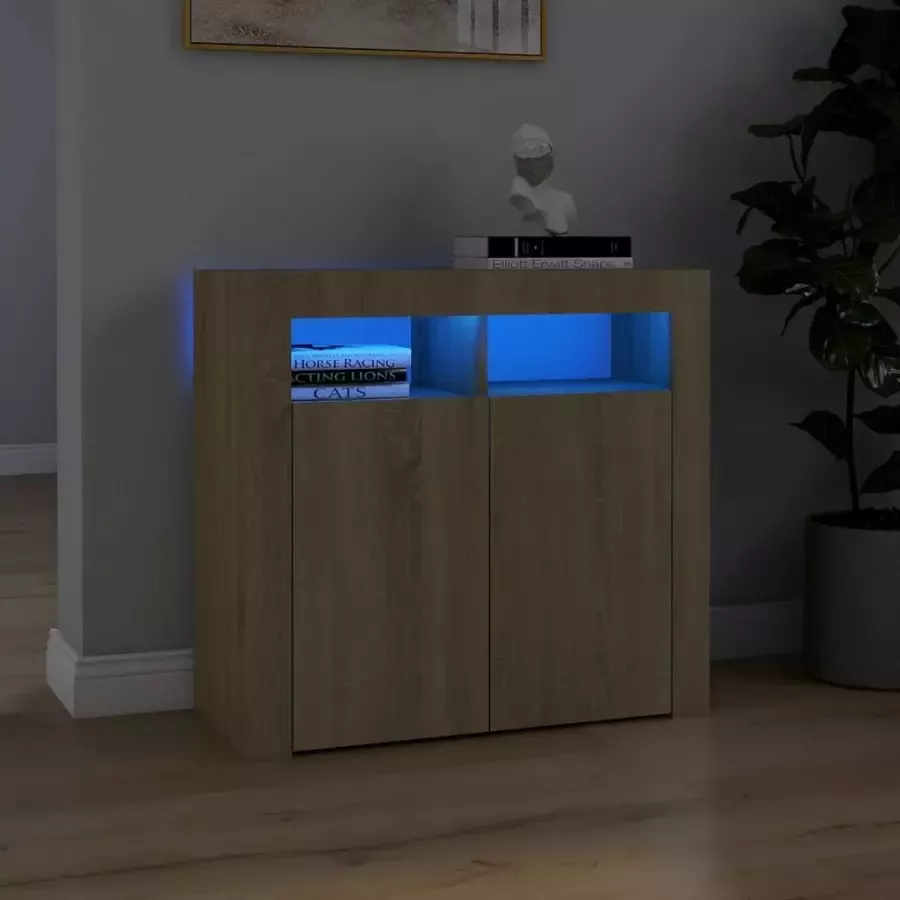 VidaLife Dressoir met LED-verlichting 80x35x75 cm sonoma eikenkleurig