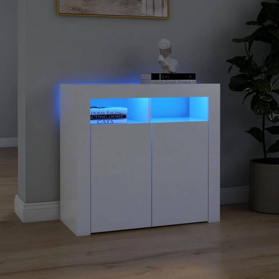 VidaLife Dressoir met LED-verlichting 80x35x75 cm wit