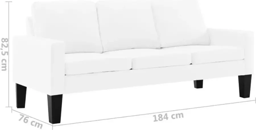 VidaLife Driezitsbank kunstleer wit - Foto 2