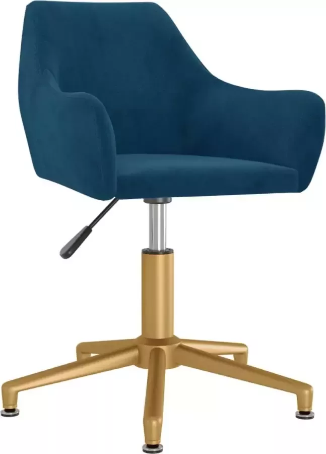 VidaLife Eetkamerstoel draaibaar fluweel blauw - Foto 3