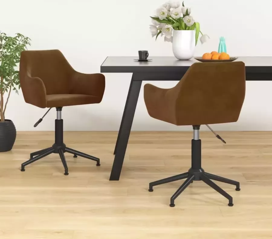 VidaLife Eetkamerstoel draaibaar fluweel bruin - Foto 9