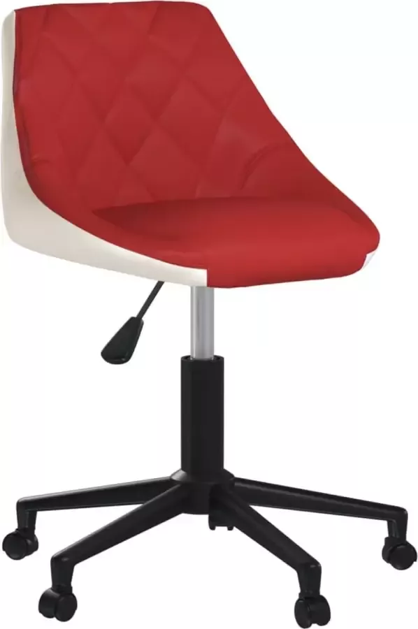 VidaLife Eetkamerstoel draaibaar kunstleer wijnrood en wit