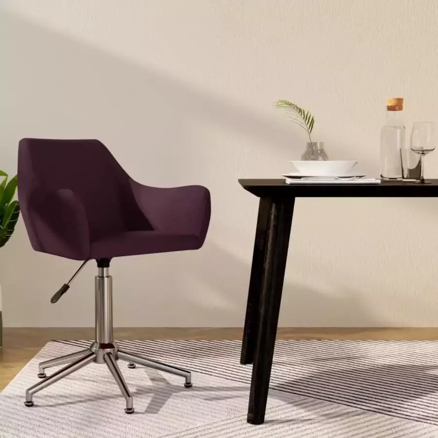 VidaLife Eetkamerstoel draaibaar stof paars - Foto 2