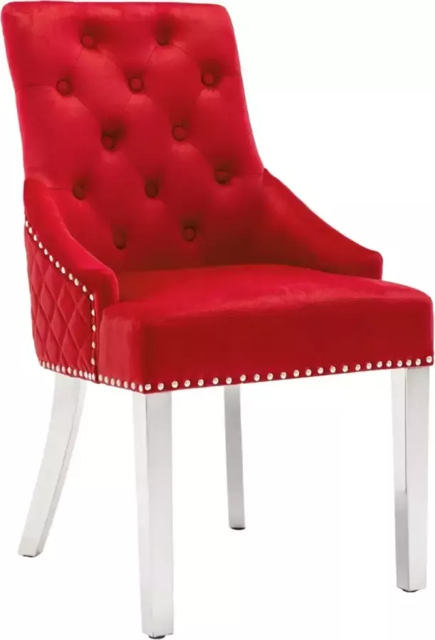 VidaLife Eetkamerstoel fluweel wijnrood - Foto 5