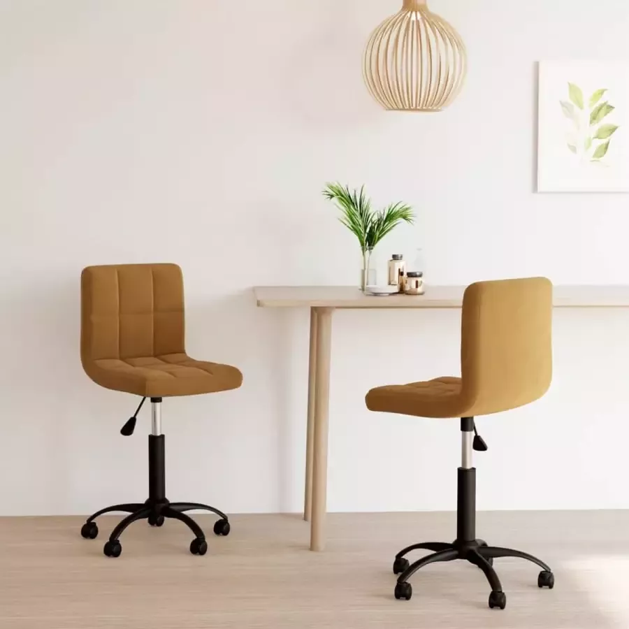 VidaLife Eetkamerstoelen 2 st draaibaar fluweel bruin