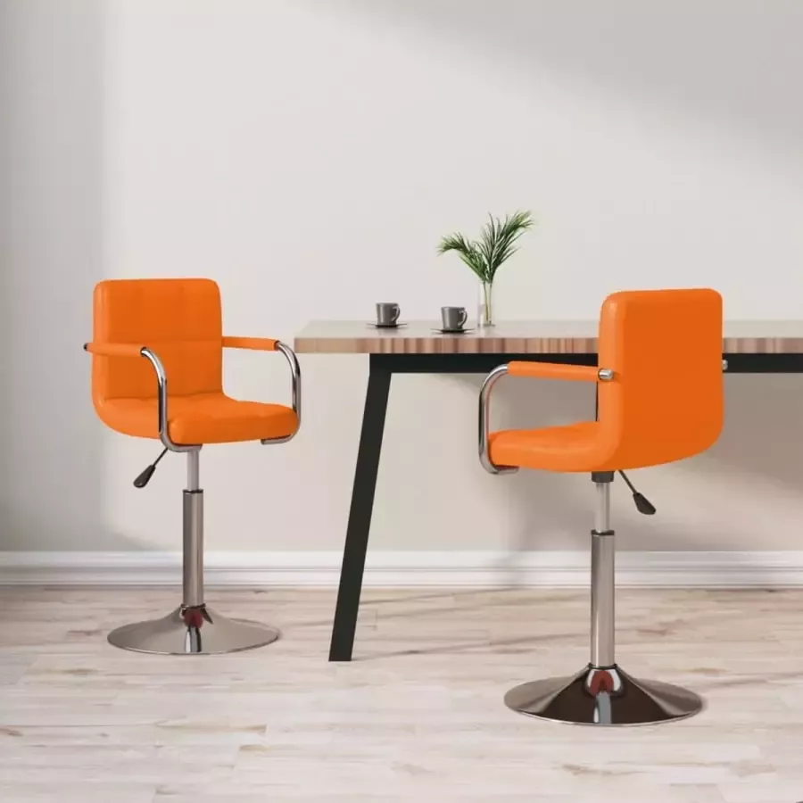 VidaLife Eetkamerstoelen 2 st draaibaar kunstleer oranje - Foto 2