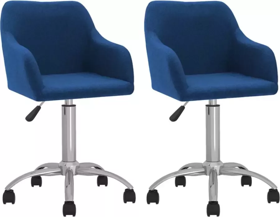 VidaLife Eetkamerstoelen 2 st draaibaar stof blauw - Foto 3