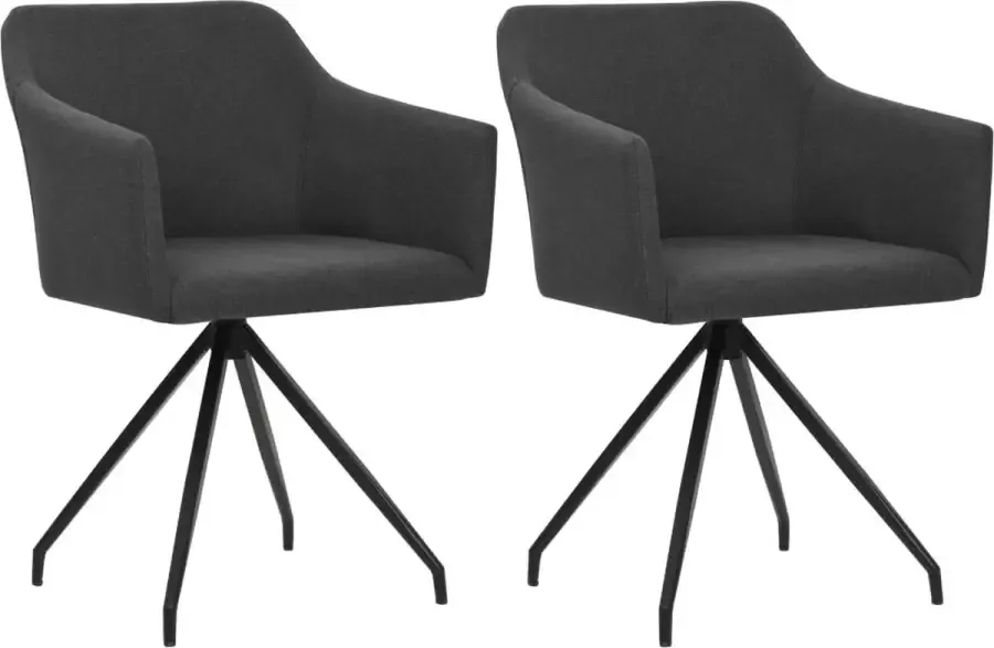VidaLife Eetkamerstoelen 2 st draaibaar stof donkergrijs