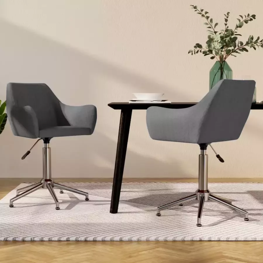 VidaLife Eetkamerstoelen 2 st draaibaar stof donkergrijs