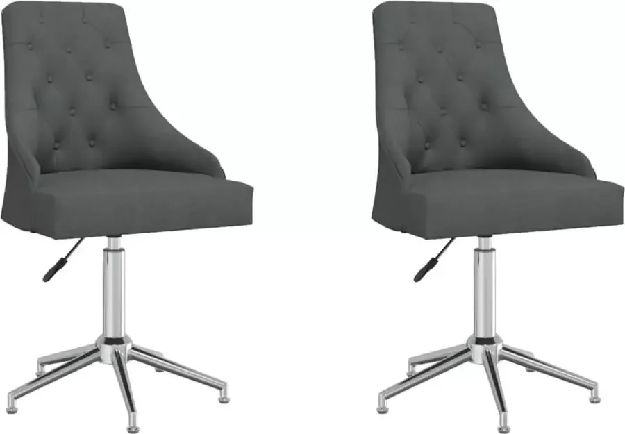 VidaLife Eetkamerstoelen 2 st draaibaar stof donkergrijs