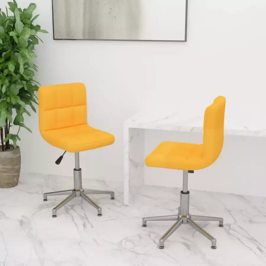 VidaLife Eetkamerstoelen 2 st draaibaar stof mosterdgeel - Foto 2