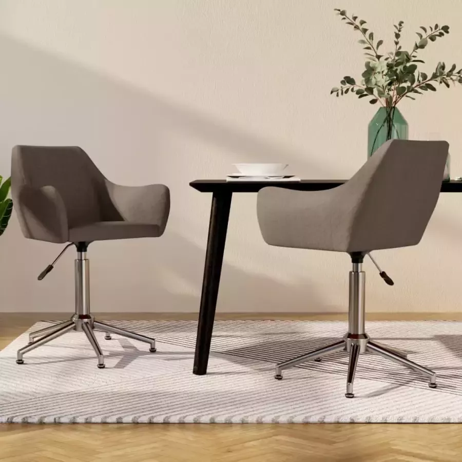 VidaLife Eetkamerstoelen 2 st draaibaar stof taupe