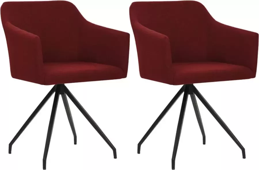 VidaLife Eetkamerstoelen 2 st draaibaar stof wijnrood