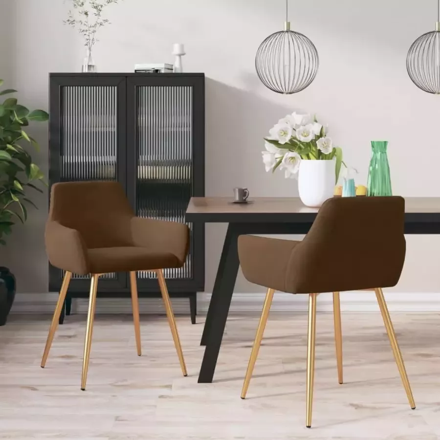 VidaLife Eetkamerstoelen 2 st fluweel bruin - Foto 4