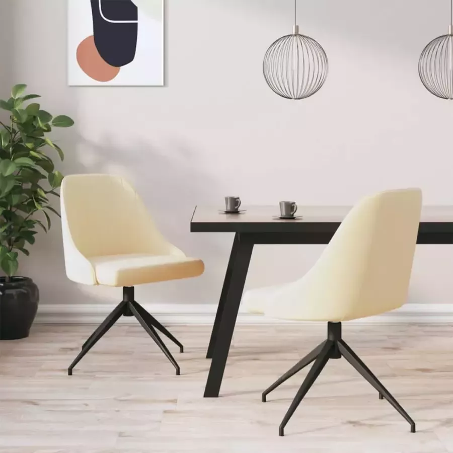 VidaLife Eetkamerstoelen 2 st fluweel crèmekleurig