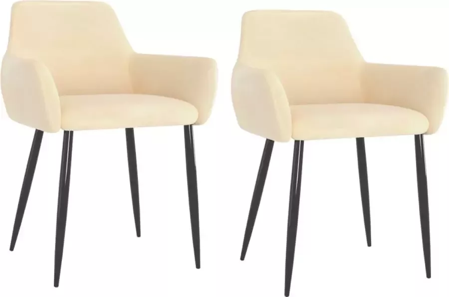 VidaLife Eetkamerstoelen 2 st fluweel crèmekleurig - Foto 4