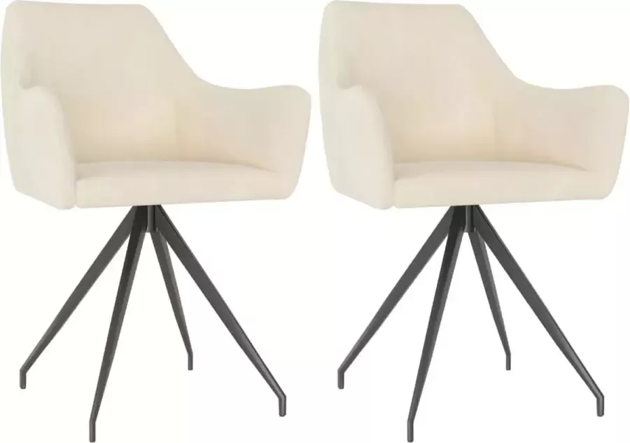VidaLife Eetkamerstoelen 2 st fluweel crèmekleurig - Foto 3