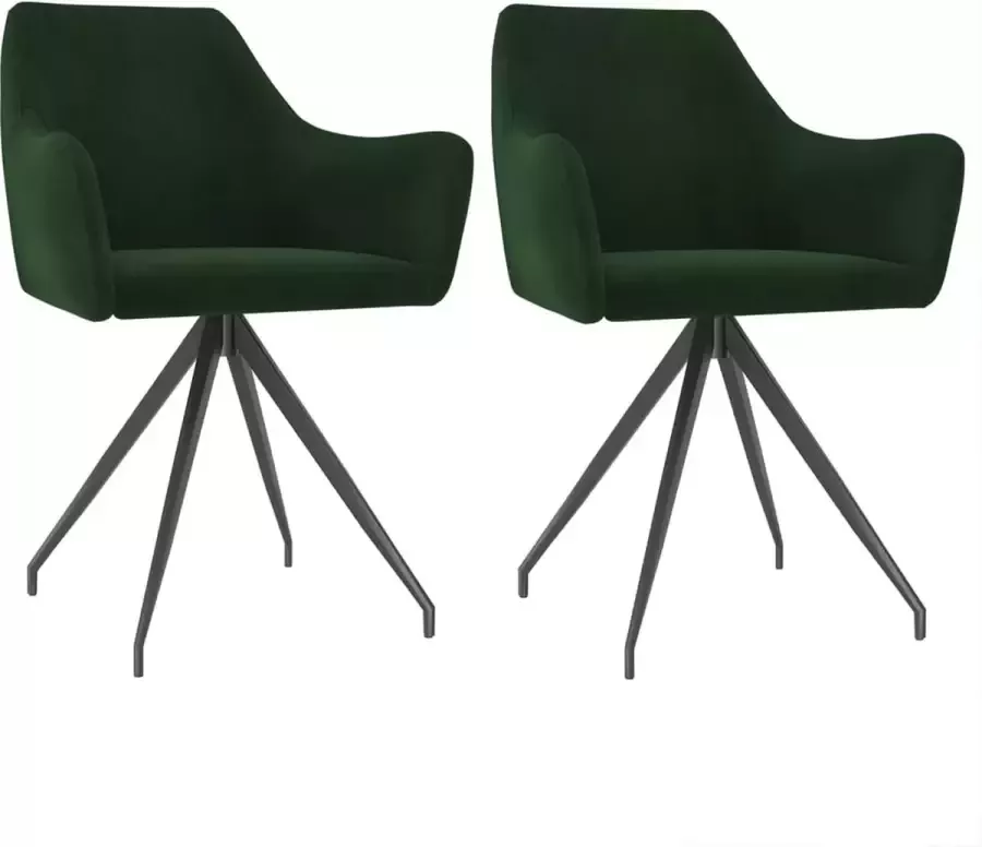 VidaLife Eetkamerstoelen 2 st fluweel donkergroen - Foto 5