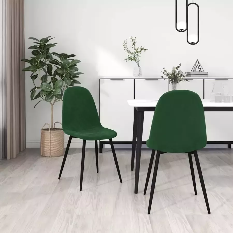 VidaLife Eetkamerstoelen 2 st fluweel donkergroen - Foto 4