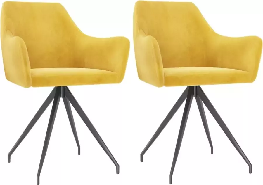 VidaLife Eetkamerstoelen 2 st fluweel geel - Foto 3