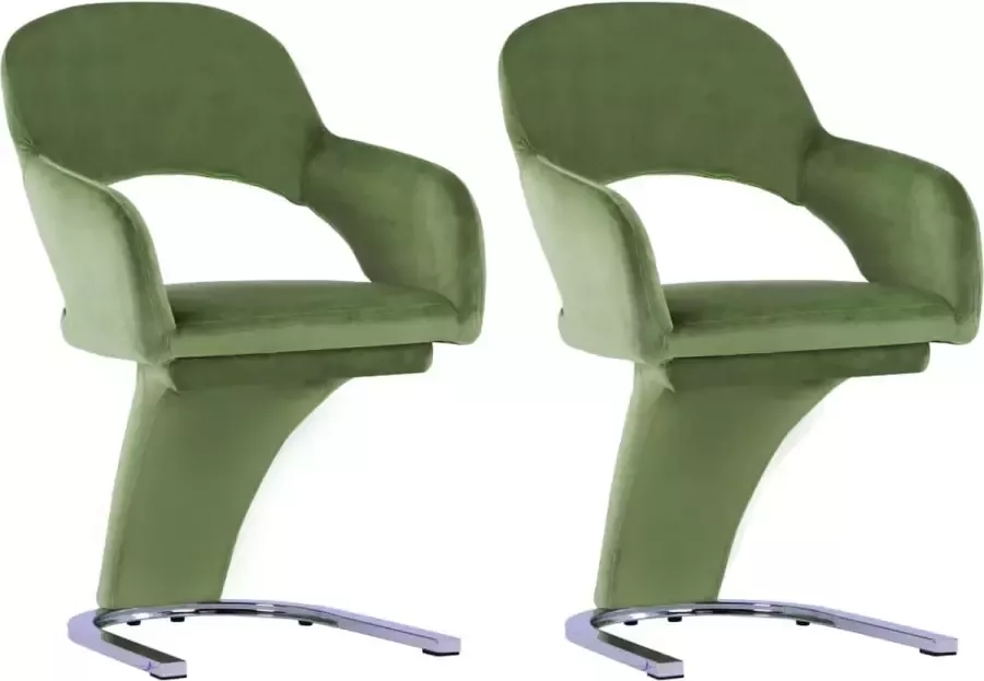 VidaLife Eetkamerstoelen 2 st fluweel groen - Foto 2