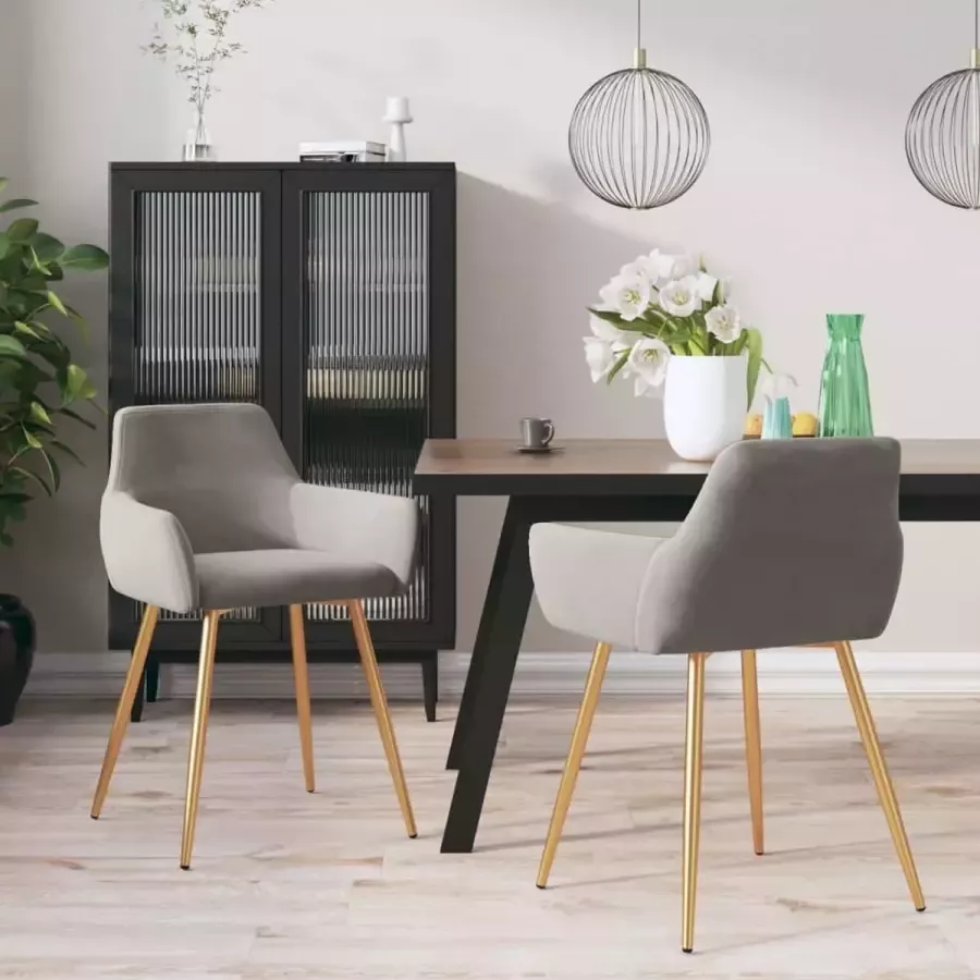 VidaLife Eetkamerstoelen 2 st fluweel lichtgrijs