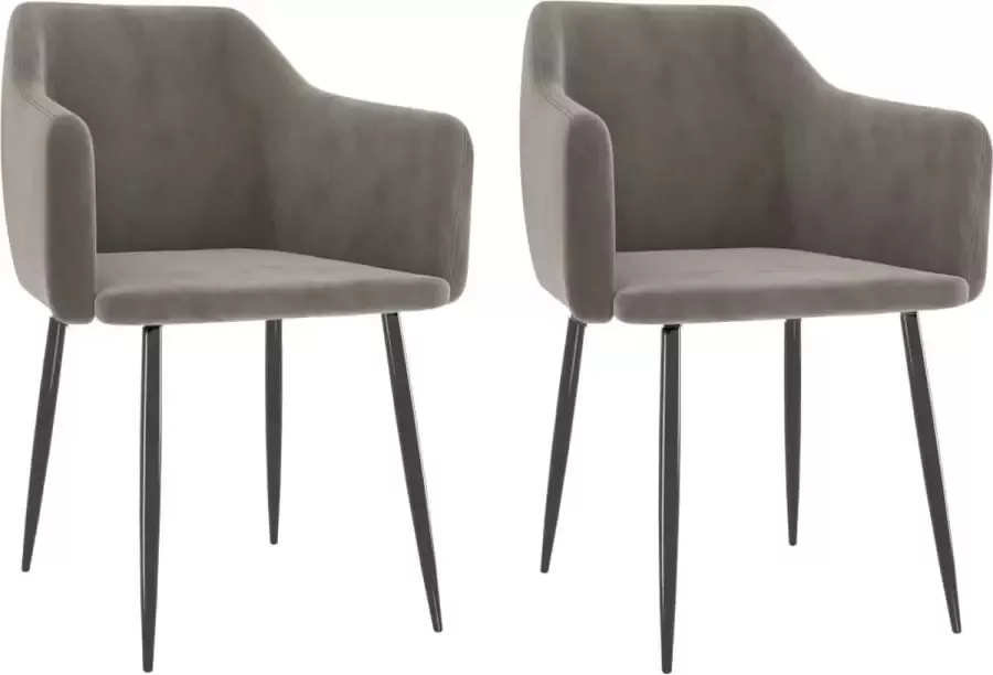 VidaLife Eetkamerstoelen 2 st fluweel lichtgrijs - Foto 7