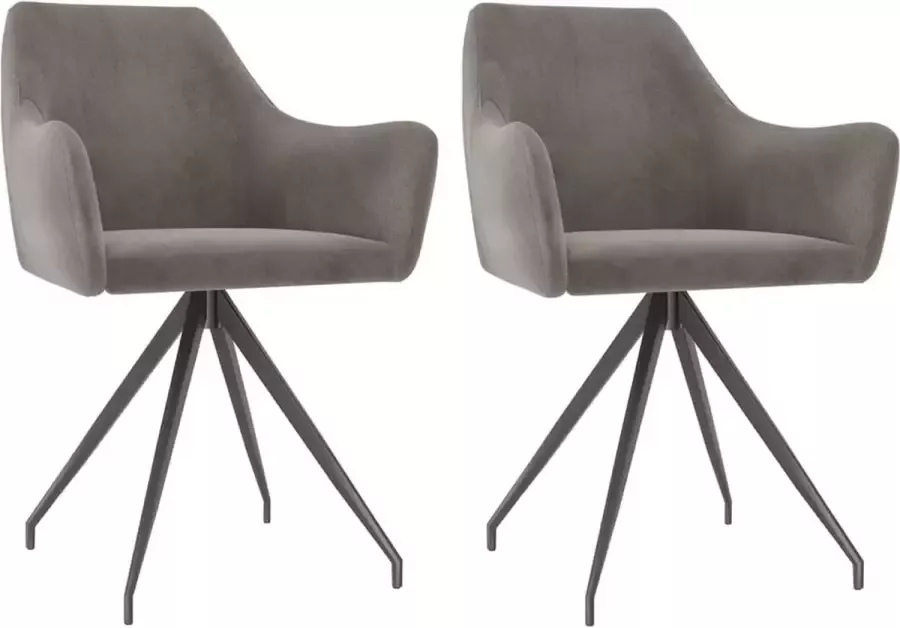 VidaLife Eetkamerstoelen 2 st fluweel lichtgrijs - Foto 6