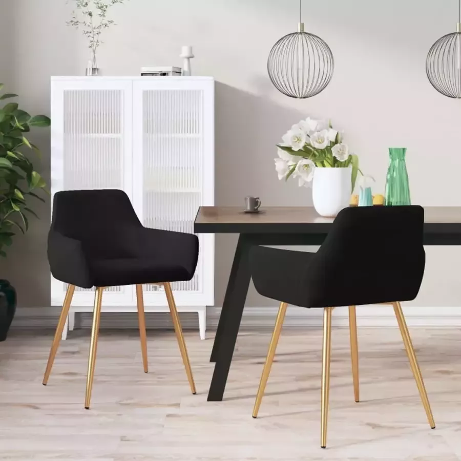 VidaLife Eetkamerstoelen 2 st fluweel zwart