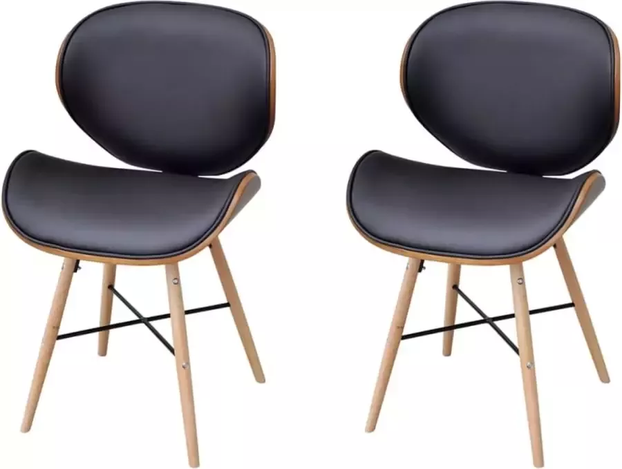 VidaLife Eetkamerstoelen 2 st gebogen hout en kunstleer