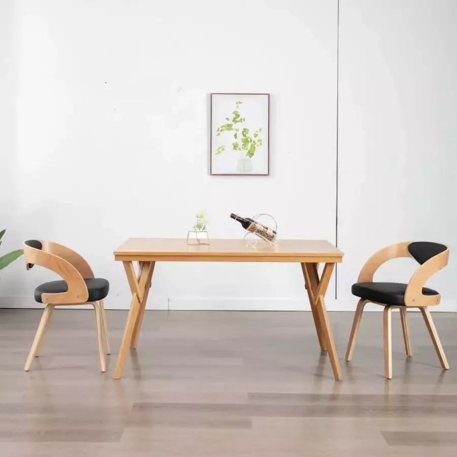 VidaLife Eetkamerstoelen 2 st gebogen hout en kunstleer zwart - Foto 3