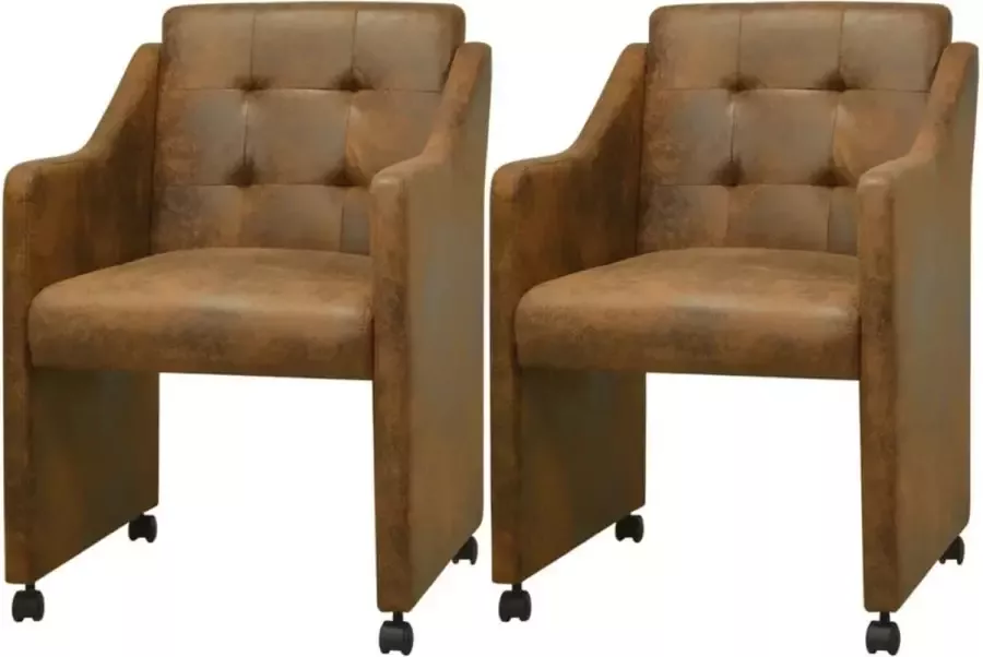 VidaLife Eetkamerstoelen 2 st kunstleer bruin - Foto 9