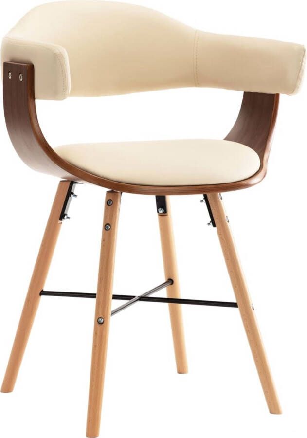 VidaLife Eetkamerstoelen 2 st kunstleer en gebogen hout crème