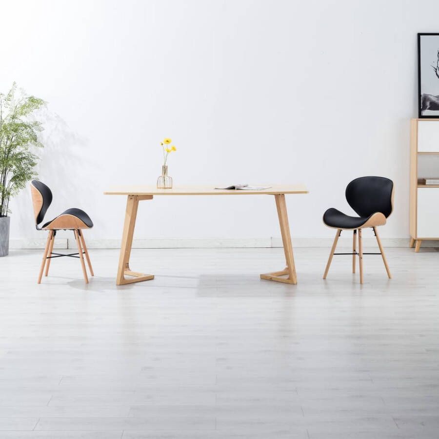 VidaLife Eetkamerstoelen 2 st kunstleer en gebogen hout zwart