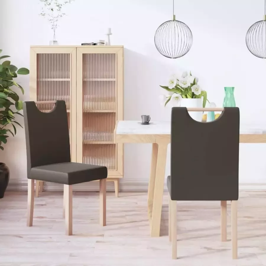 VidaLife Eetkamerstoelen 2 st kunstleer grijs