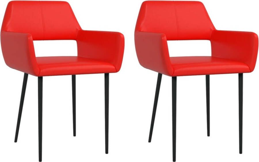 VidaLife Eetkamerstoelen 2 st kunstleer rood