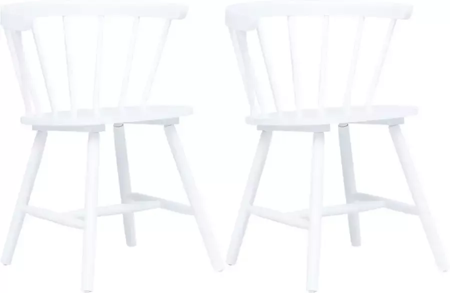 VidaLife Eetkamerstoelen 2 st massief rubberwood wit