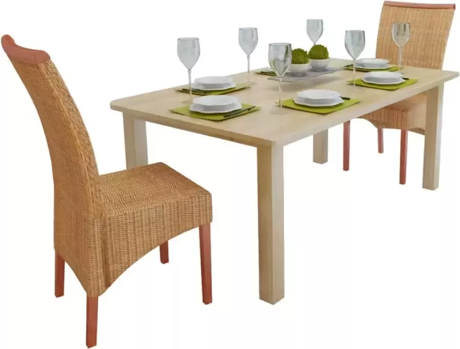 VidaLife Eetkamerstoelen 2 st natuurlijk rattan bruin