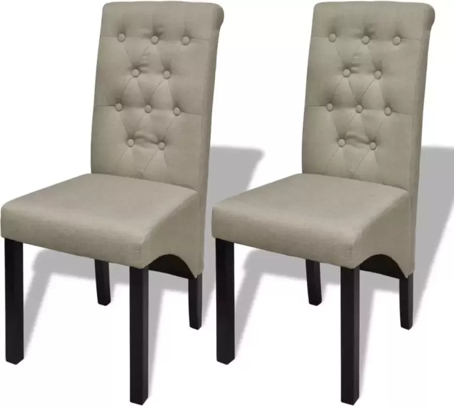 VidaLife Eetkamerstoelen 2 st stof beige