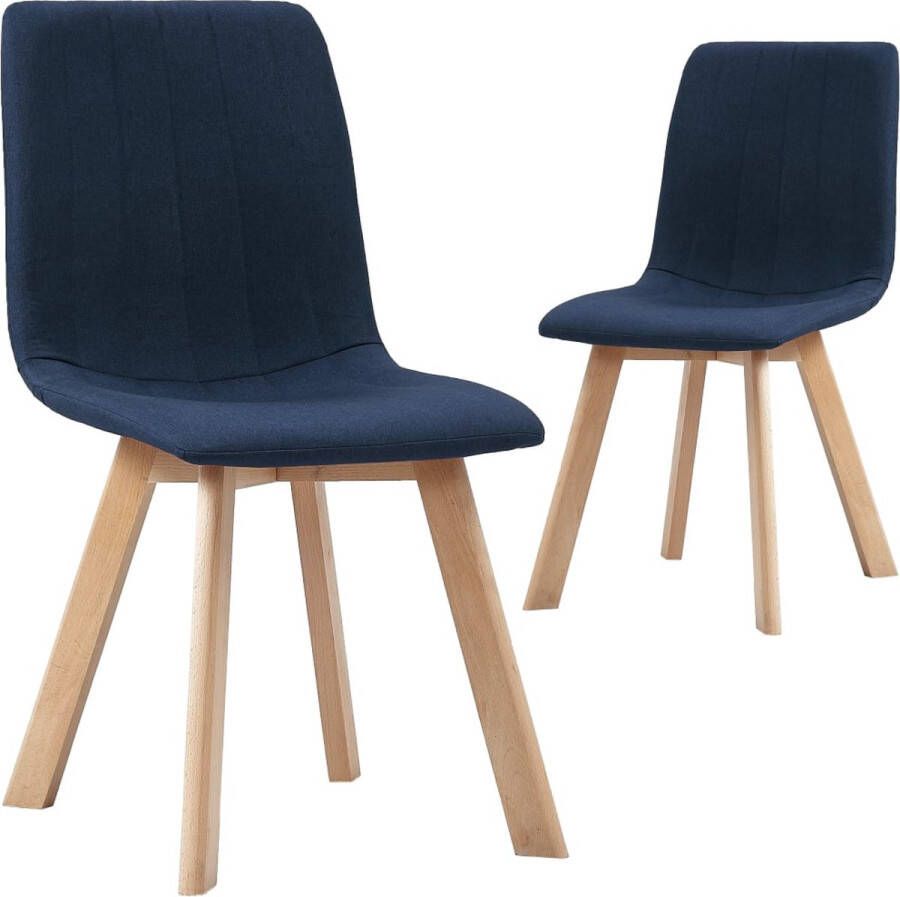 VidaLife Eetkamerstoelen 2 st stof blauw