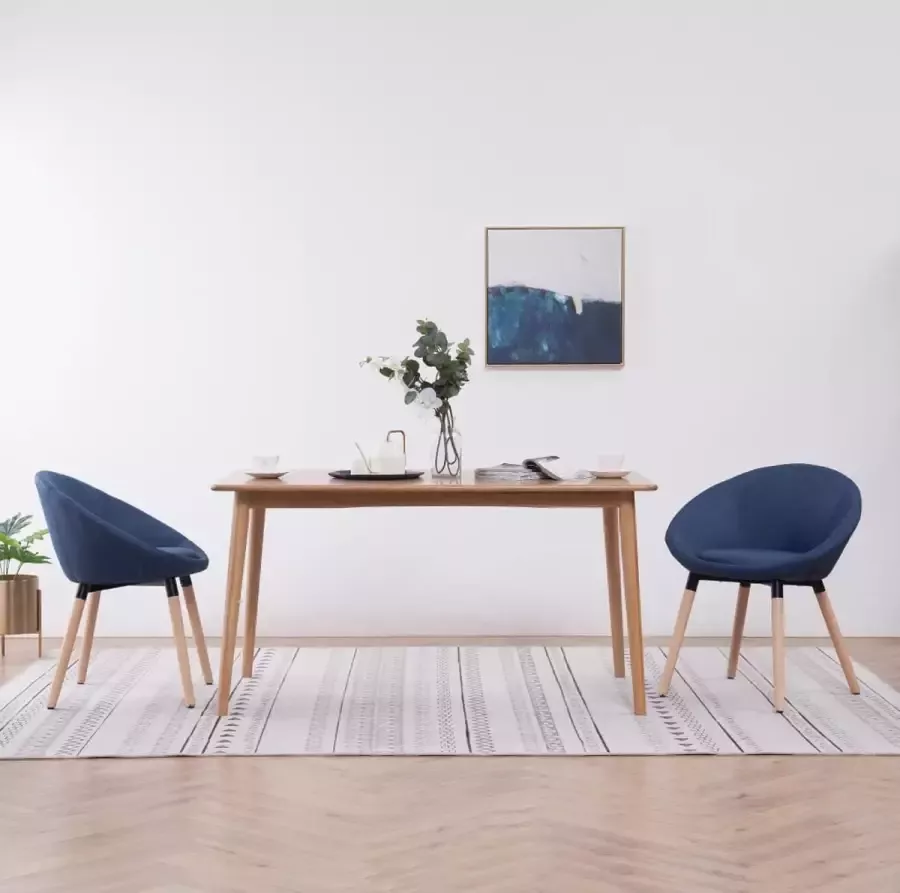 VidaLife Eetkamerstoelen 2 st stof blauw - Foto 7