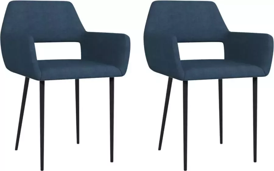 VidaLife Eetkamerstoelen 2 st stof blauw - Foto 8