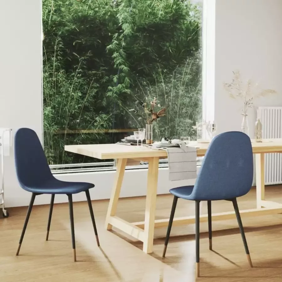 VidaLife Eetkamerstoelen 2 st stof blauw - Foto 5