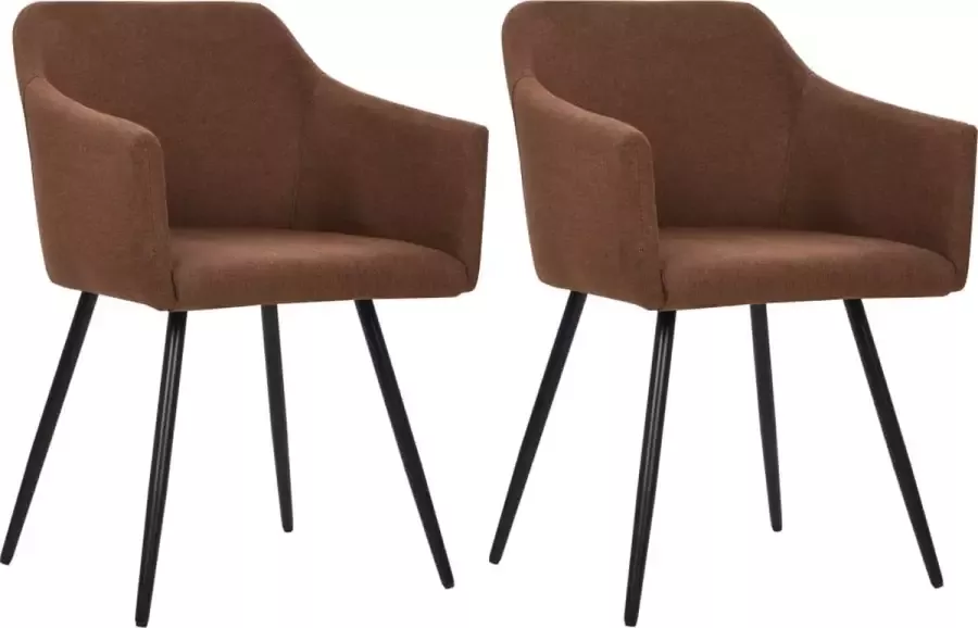 VidaLife Eetkamerstoelen 2 st stof bruin - Foto 14
