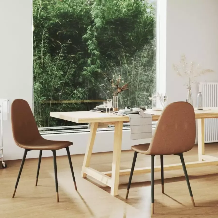 VidaLife Eetkamerstoelen 2 st stof bruin - Foto 6